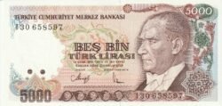 Turquia TUQ-P-198, 5.000 Lira Turca, 14-10-1970, UNC