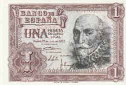 España ESP-P-144, 1 Pta., 1953, Sin Serie, Nº 2420588, Marqués de Santa Cruz, Look Scand, UNC