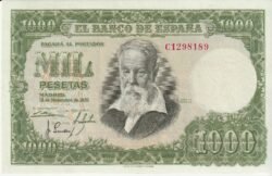 España ESP-P-143(Guerra 516), 1.000 Ptas., Nº C1298189, Look Scand, 31-Diciembre-1951, XF+++