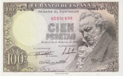 España ESP-P-131a, 100 Ptas., Fco. Goya, 1946, Sin Serie, Nº.- 02651698, Look Scand, UNC