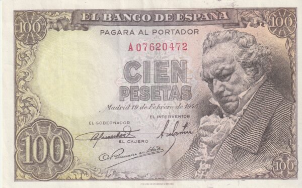 España ESP-P-131a, 100 Ptas., Fco. Goya, 1946, Nº.-A07620472, Look Scand, XF