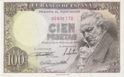 España ESP-P-131a, 100 Ptas., Fco. Goya, 1946, Nº.-02651702, Look Scand, UNC