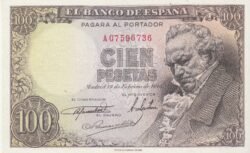 España ESP-P-131a, 100 Ptas., Fco. Goya, 1946, Nº.- A07596736, Look Scand, XF