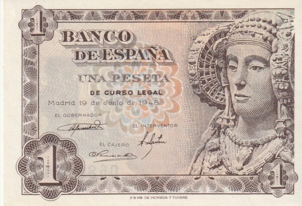 España ESP-P-135 Pta., Dama de Elche, Sin Serie, Nº-06807849, Look Scand, UNC