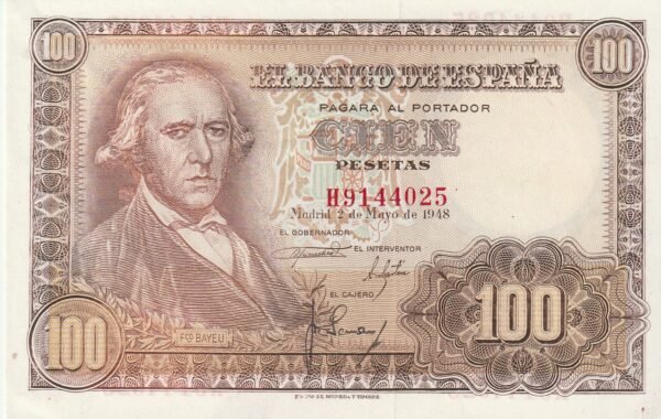 España ESP-P-137, 100 Ptas., Nº H-9144025, 2-Mayo.1948, Look Scand, UNC