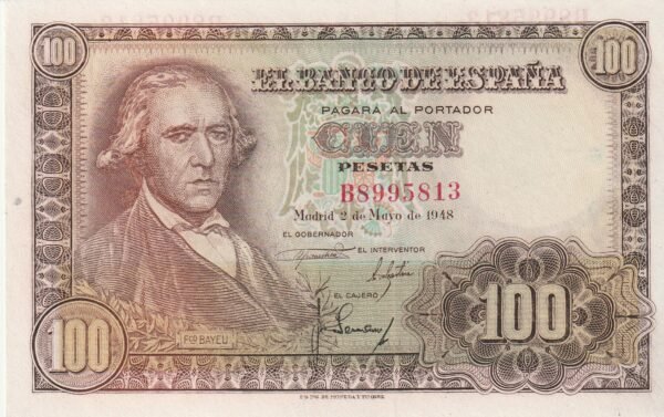 España ESP-P-137, 100 Ptas., Nº B-8995813, 2-Mayo.1948, Look Scand, UNC