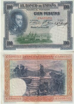 España ESP-P-69b, 100 Ptas., 1925, Resello en seco Estado Español, EBC--