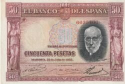 España ESP-P-88x(1), 50 Ptas. Ramón y Cajal, 1935, Nº 6635406, Variedad color, Look Scand, UNC
