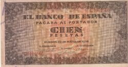 España ESP-P-113a(Guerra-485), 100 Ptas., Burgos, Nº C6901566, 20-Mayo-1938, Serie C, Look Scand, MBC++/VF++