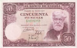 España ESP-P-141, 50 Ptas., 1951, Rusiñol, Look Scand, Serie B9696888,  Look Scand, XF+