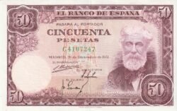 España ESP-P-141, 50 Ptas., 1951, Rusiñol, Look Scand, Serie C4107247,  Look Scand, XF+