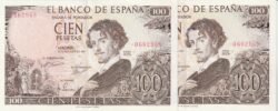 España ESP-P-150, 100 Ptas., Sin Serie, Gustavo A. Becquer, Pareja correlativa, Look Scand, XF