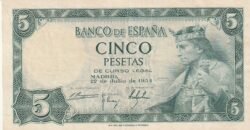 España ESP-P-146, 5  Ptas., 1954, SIN Serie, Nº 3972454, Look Scand, VF+