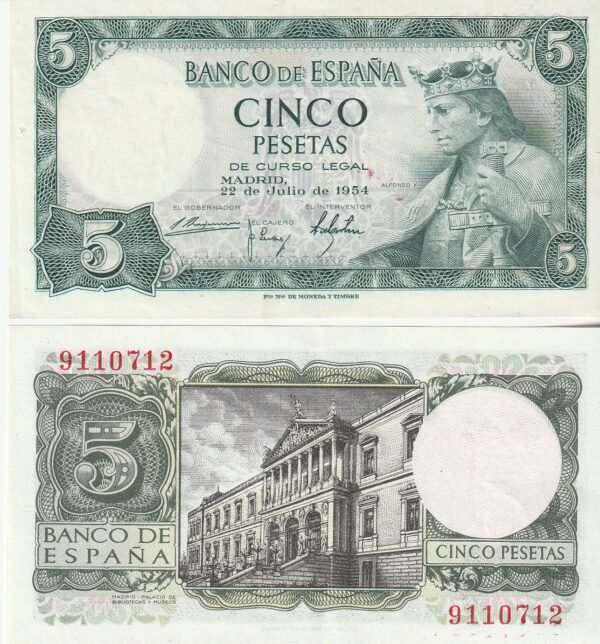 España ESP-P-146, 5 Ptas., 1954, SIN Serie,  XF