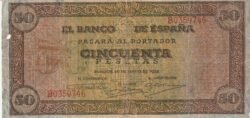 España ESP-P-112a, 50 Ptas., 1938, B0359746, Look Scand, VF+