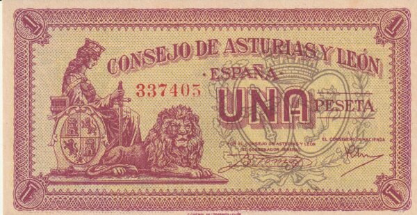 España ESP-P-PS604, 1 Pta., 1936, Consejo de Asturias y León, UNC