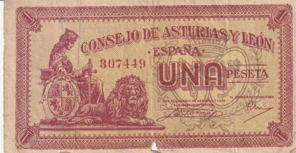 España ESP-P-PS604, 1 Pta., 1936, Consejo de Asturias y León, Look Scand, Fine
