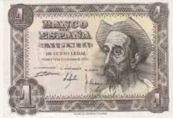 España ESP-P-139, 1 Pta., Quijote, Sin Serie, Look Scand, UNC