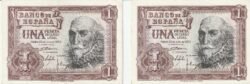 España ESP-P-144, 1 Pta., 1953, Marqués Sta. Cruz, Pareja correlativa sin serie, Nº 2439621/22, Look Scand, XF