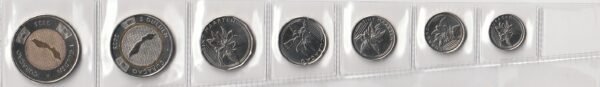 Curacao Set 7 valores, 2025, 1 y 5 Gulden bimetálicas, UNC