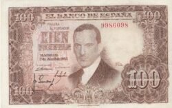 España ESP-P-145(Guerra-451), 100 Ptas., Romero de Torres, 7-Abril-1953, Sin Serie Nº.-9986098, XF