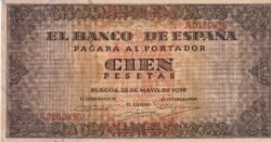 España ESP-P-113a(Guerra-485), 100 Ptas., Burgos, Nº A0160936, 20-Mayo-1938, Serie A, Look Scand, MBC++/VF++