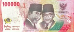 Indonesia IDN-P-W168(22), 100.000 Rupiah, 2022, 75 Aniv. Independencia, UNC