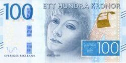 Suecia SWD-P-71b, 100 Kronor, ND-2016, Sig Susanne Eberstein & Stefan Ingves, Greta Gabor, UNC