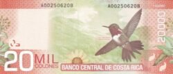 Costa Rica, CTR-P-278a, 20.000 Colones, 2-Sept.-2009, María Isabel Carbajal, Serie "A", UNC