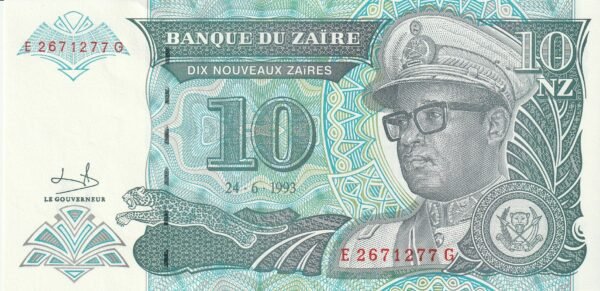 Zaire ZAI-P-55, 10 N. Zaires, 1993, UNC