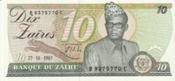 Zaire ZAI-P-27A, 10 Zaires, 1985, UNC