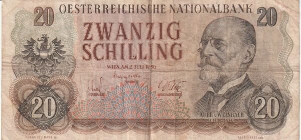 Austria, AUT-P-136a, 20 Schilling, Nº CM581832, look Scand, Fine