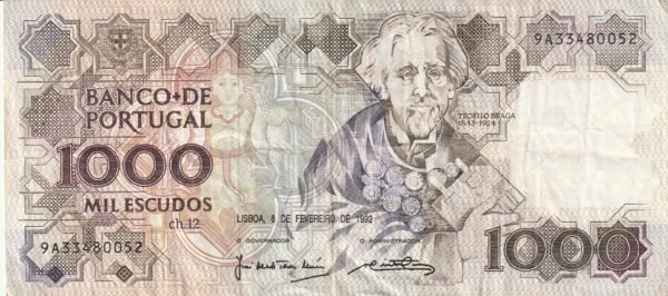 Portugal PTG-P-181i(2), 1000 Escudos, Nº 9A33480052, Look Scand, Very Fine
