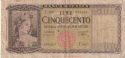 Italia ITA-P-80a, 500 Lire, 15-Marzo-1947, Nº 093424, Very Fine