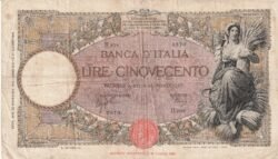 Italia ITA-P-51d, 500 Lire, 22-Noviembre-1940, Nº H208/3870, Look Scand, Very Fine