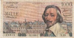 Francia FRA-P-134a, 1.000 Fcos., 7-Enero-1954, Nº.- 0087134819, Look Scand, Very Fine