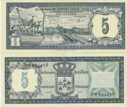 Antillas Holandesas NTA-P-8b, 5 Gulden, 1972, aUNC