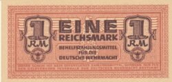 Alemania GER-P-M36, 1 Reichmark, ND-1942, Uniface, UNC