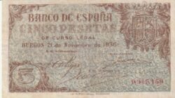 España ESP-P-97a, 5 Ptas., 21-Noviembre-1936, Nº 0915459, Look Scand, VF+