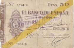 España ESP-P-S573, 50 Ptas., 1936, Nº 109618, Gijón, Look  Scand, BC
