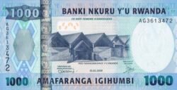 Ruanda RWD-P-35, 1.000 Fcos, 1-Febrero-2008, Poblado/Mandril, UNC