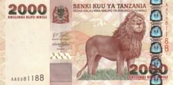Tanzania TZN-P-37a, 2.000 Shilingi, ND-2003, León, UNC