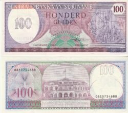 Suriname SRM-P-128b, 100 Gulden, 1-Noviembre-1985, UNC