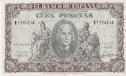España ESP-P-118, 100 Ptas., 9-Enero-1940, Nº H-1164040, Look Scand, XF-