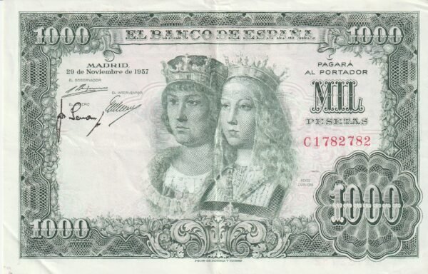 España ESP-P-149, 1.000 Ptas., Nº.- C-1782782 Reyes Católicos, Look Scand, VF/Steins reverso
