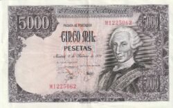 España ESP-P-155 "M", 5.000 Ptas., Serie M1225062, Carlos III, Look Scand, XF