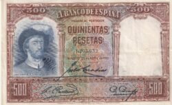 España ESP-P-84, 500 Ptas., 1931. Nº 1203033, Juan Sebastian El Cano, Lookm Scand, Very Fine