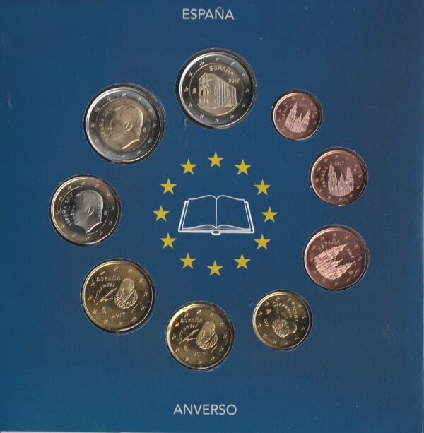 España, Set Cartera 9 monedas. FNMT EUROSET ESPAÑA, 25 Aniv. Tratado Unión Europea 1992-2017