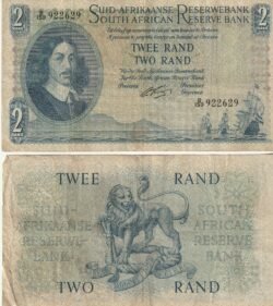 Sudafrica DSF-P-105b, 2 Rand, ND-1965, Look Scand, Very Fine