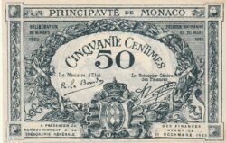 Mónaco MNC-P-3, 50 Ctmos.,1922, Nº A-02571, Look Scand, UNC